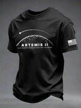 Men's 2026 Manned Mission Orbiting The Moon Print Round Neck T-shirt