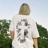 Floral Cross Art Printed Women's T-shirt