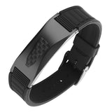 Energy elements stainless steel curved brand silicone bracelet titanium bracelet