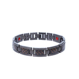 Titanium steel magnetic healing stone carbon fiber energy bracelet-Black