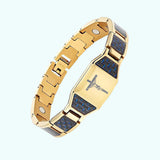 Men's Jesus cross magnetic carbon fiber titanium bracelet
