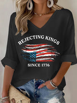 🔥Buy 3 Get 15% Off🔥Women's No Kings In America Printed Casual Waffle T-Shirt