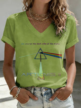 V-Neck Retro Artemis II See You On The Dark Side Of The Moon Print T-Shirt