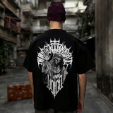 Dark Art Jesus With Metal Font Printed Men's T-shirt