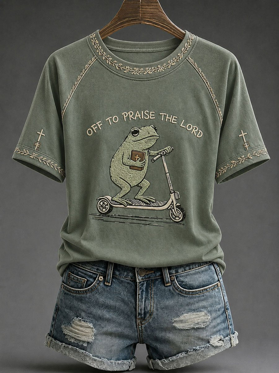 Women's Off To Praise The Lord Printed Casual Tops