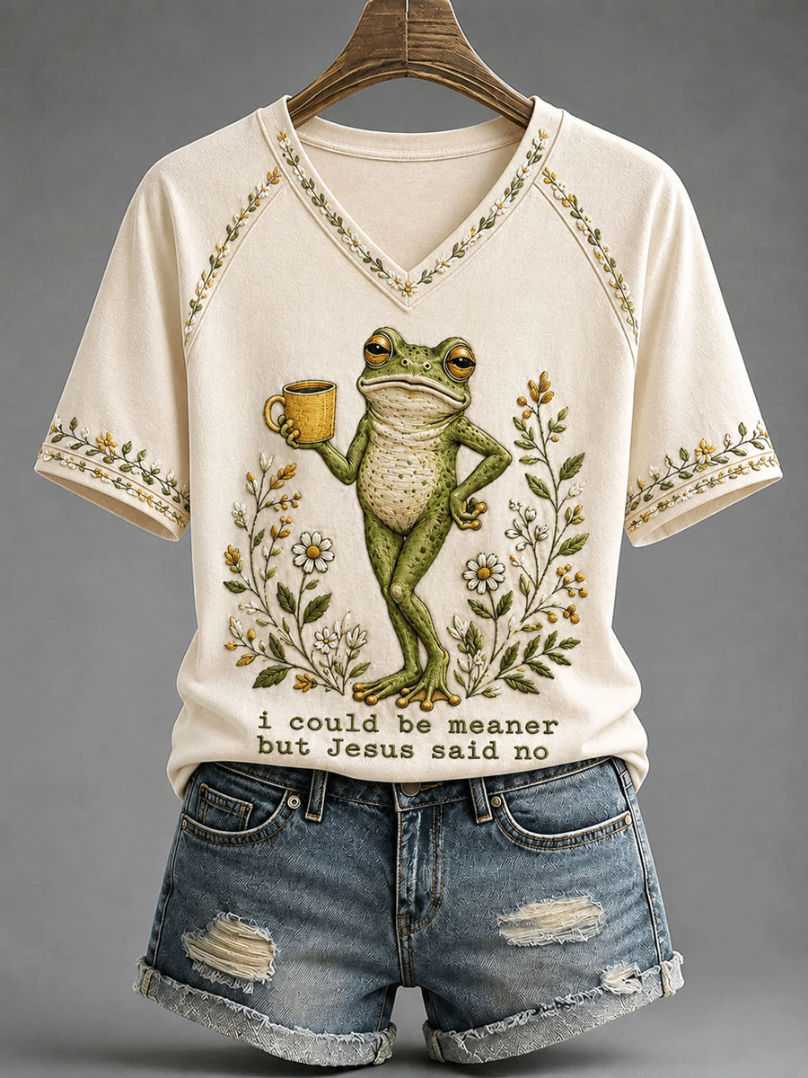 Women's I Could Be Meaner But Jesus Said No  Printing  T-Shirts