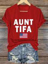 🔥Buy 3 Get 15% Off🔥V-Neck Retro I Am Aunt Tifa Print T-Shirt