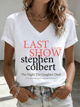 V-Neck Retro Last Show 05.21.2026 The Night The Laughter Died After The Opening Monol, Hopefully People Laughed During The Show Print T-Shirt