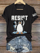 🔥Buy 3 Get 15% Off🔥V-Neck Retro Penguins Resist Tariffs Print T-Shirt