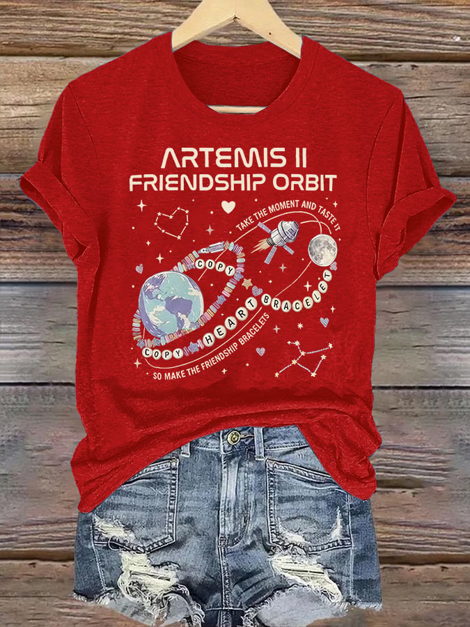 Women's  Fun Planet Print T-Shirt