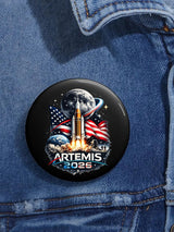 Unisex Humanity Returns To The Moon Print Pin-back Button