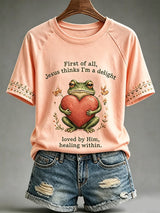 Women'S Casual Short-Sleeve T-Shirt With Faith & Mental Health Print