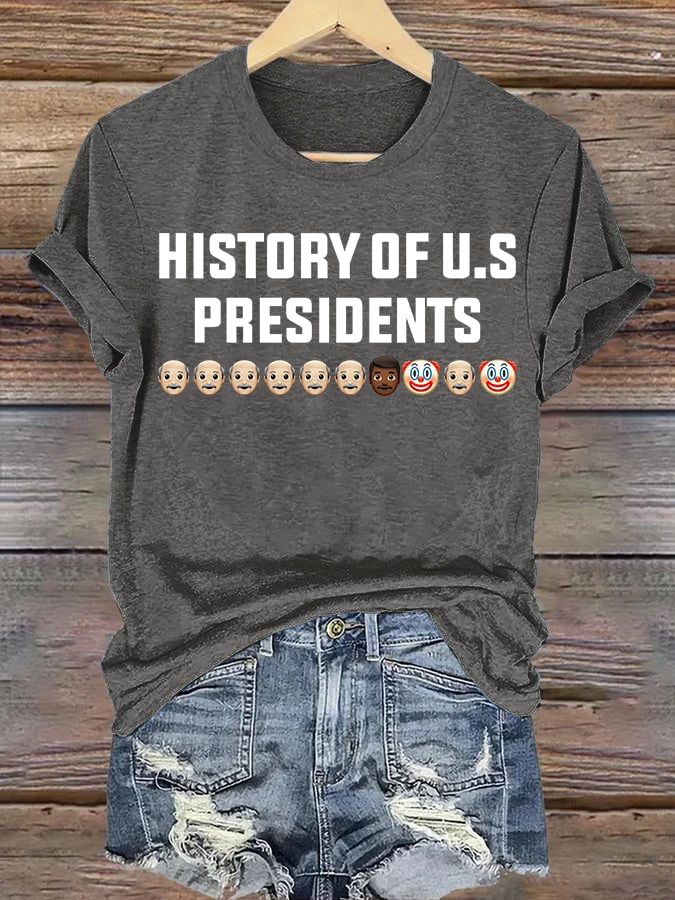 🔥Buy 3 Get 15% Off🔥Women's  History Of US Presidents Print T-Shirt