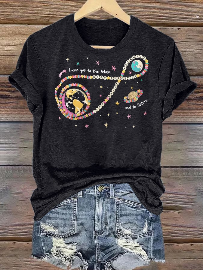 Women's  Fun Planet Print T-Shirt