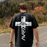 Alpine Dawn's Cross Emblem Printed Men's T-shirt