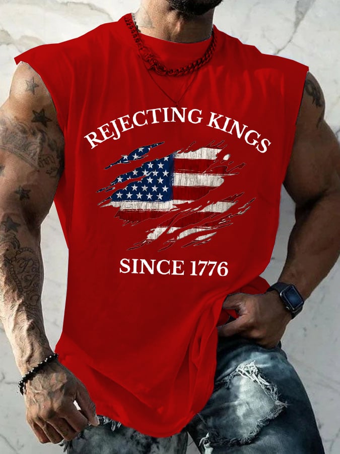 🔥Buy 3 Get 15% Off🔥Men's “Rejecting Kings Since 1776” Printed Casual Tank Top