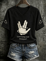 Women's Live Long And Prosper Print Casual T-shirt