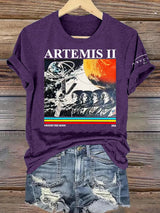 Women's  Lunar Landing Character Print T-Shirt