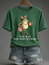 Women's "Jesus Thinks I'm Cute" Printed Casual T-Shirt