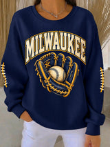 Women's Baseball Print Sweatshirt