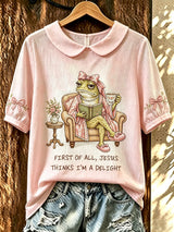 Women's Fun Frog-Print Top