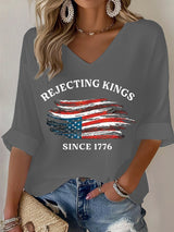 🔥Buy 3 Get 15% Off🔥Women's No Kings In America Printed Casual Waffle T-Shirt