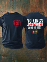 🔥Buy 3 Get 15% Off🔥Retro Man's Upside Down USA No Kings Mass Protest June 14 2025 Print T-Shirt