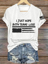 🔥Buy 3 Get 15% Off🔥Women's I Just Hope Both Teams Lose Print V Neck T-shirt