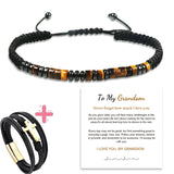 Give my grandson a prayer through it leather cross bracelet