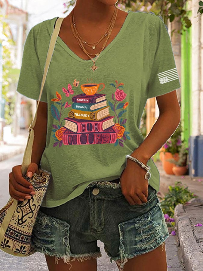 🔥Buy 3 Get 15% Off🔥V-neck Retro Fantasy Drama Tragedy Print T-Shirt