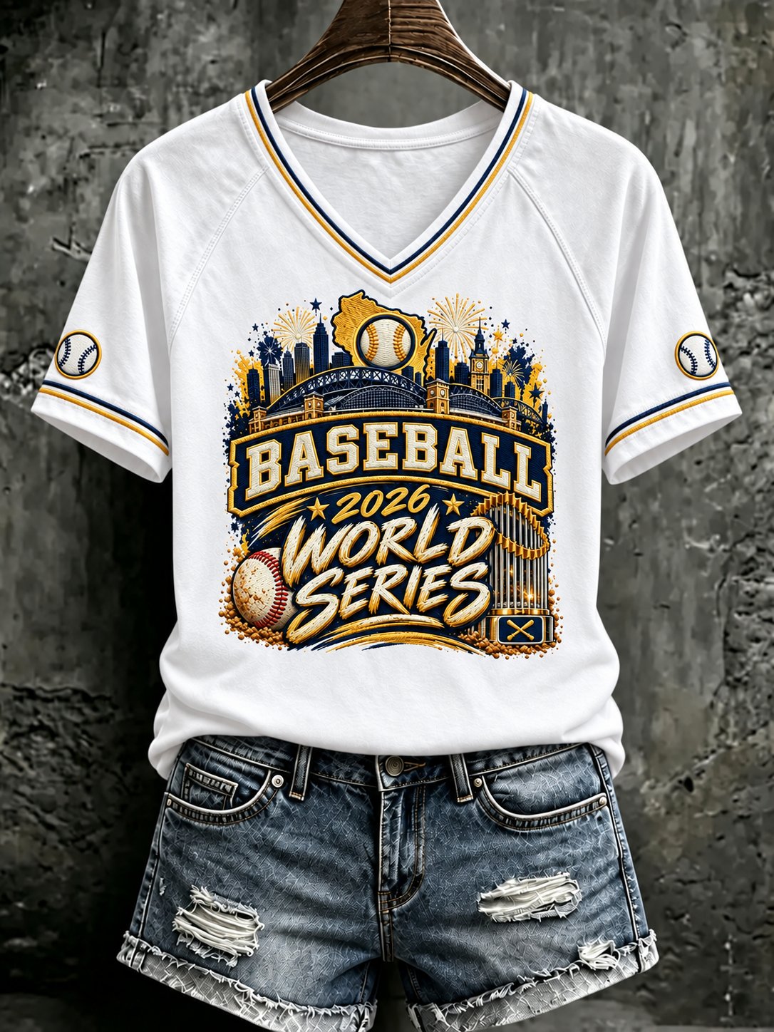 Women's Baseball Print T-Shirt