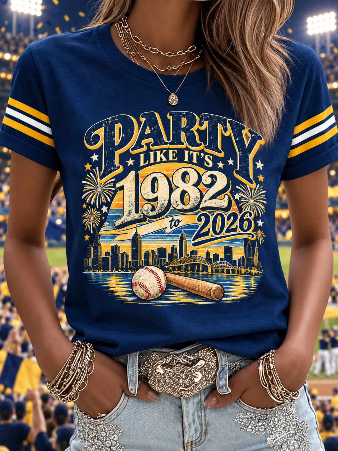Women's Baseball Print T-shirt