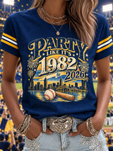 Women's Baseball Print T-shirt