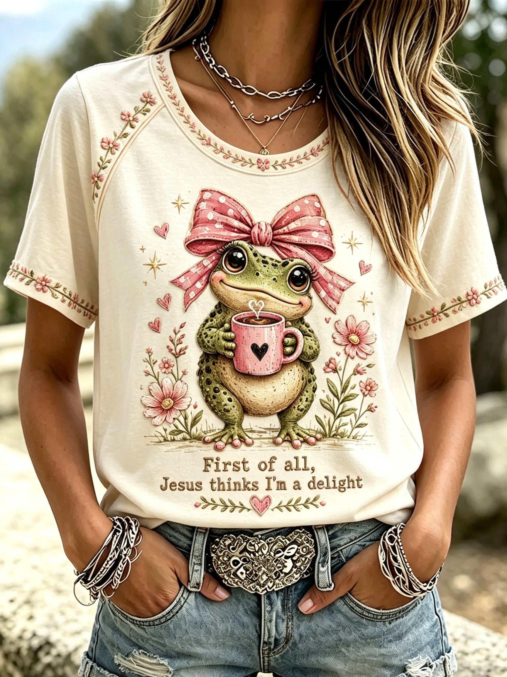 Women's 'Jesus Thinks I'm A Delight' Printed Casual T-Shirt