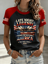 Women's "THANKS FOR WATCHING AMERICA  THE FINAL SHOW" Printed Raglan Short-Sleeved Shirt