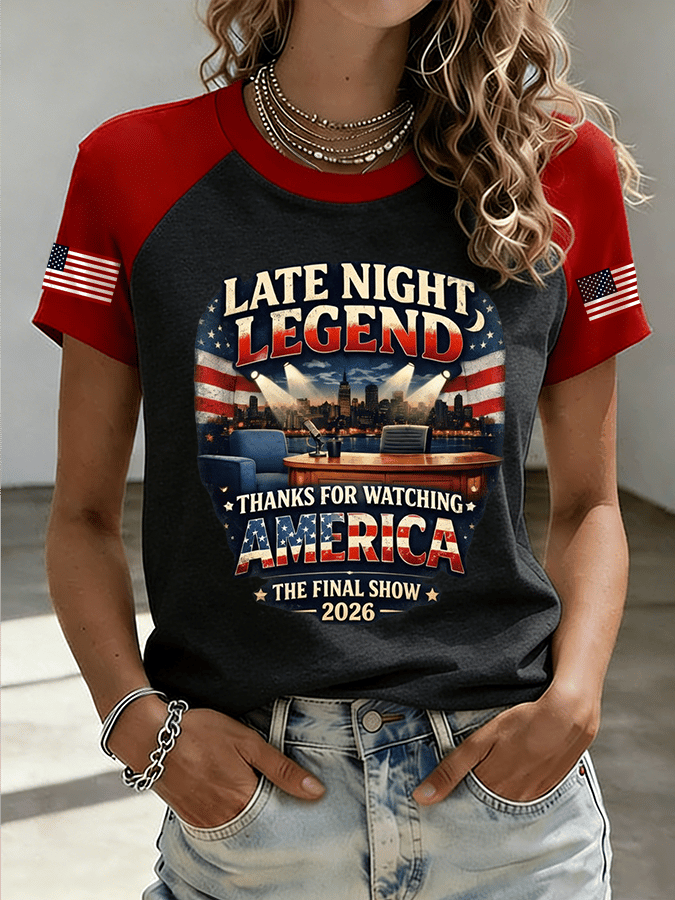 Women's "THANKS FOR WATCHING AMERICA  THE FINAL SHOW" Printed Raglan Short-Sleeved Shirt