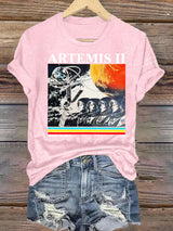 Women's  Lunar Landing Character Print T-Shirt
