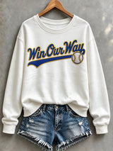 Women's Baseball Print Sweatshirt