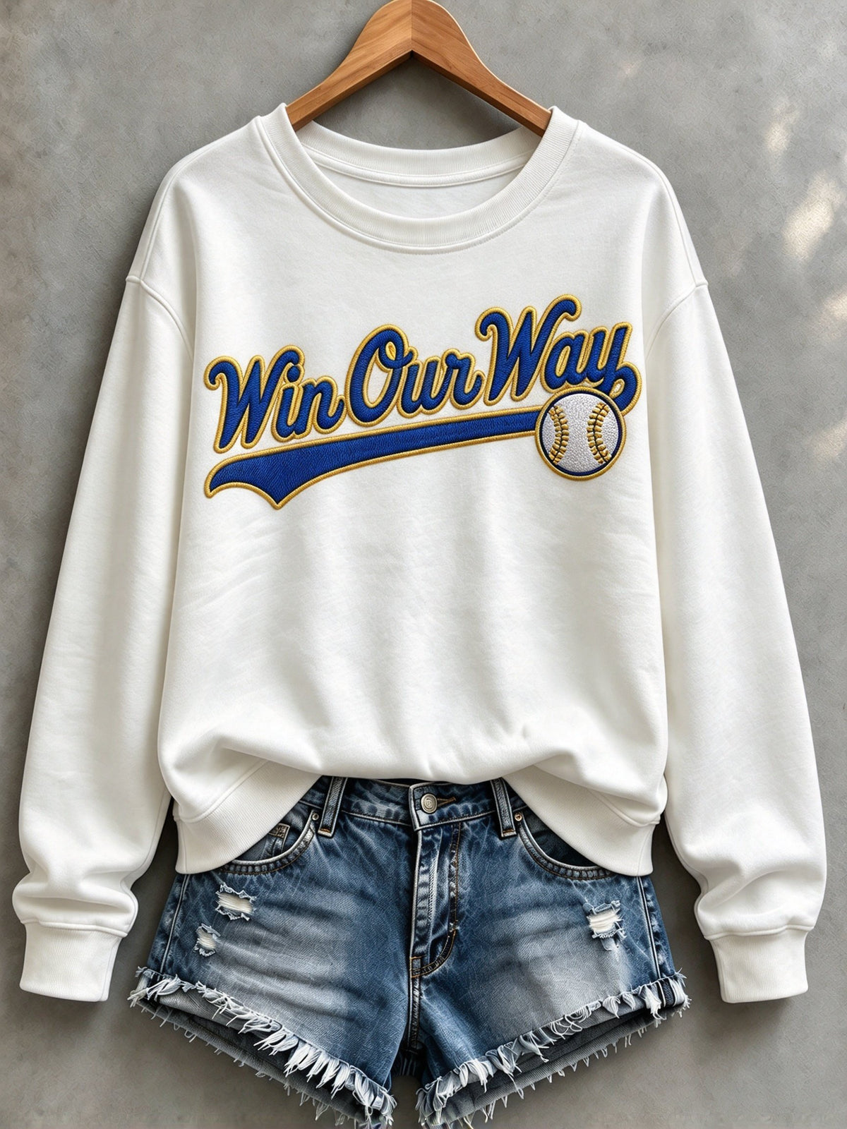 Women's Baseball Print Sweatshirt