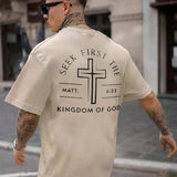 Seek First The Kingdom Of God Printed Oversize Washed T-Shirt