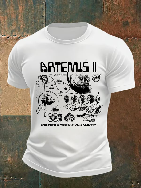 Men's  Lunar Landing Character Print T-Shirt