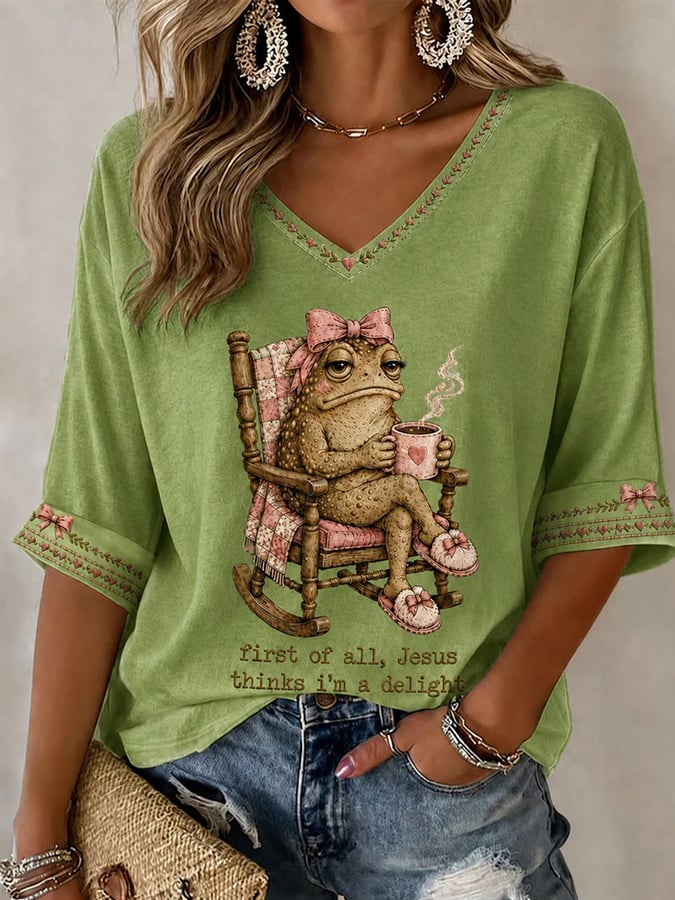 Women's "Jesus Thinks I'm Cute" Printed Casual T-Shirtc