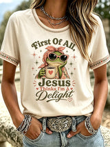 Women's 'Jesus Thinks I'm A Delight' Printed Casual T-Shirt