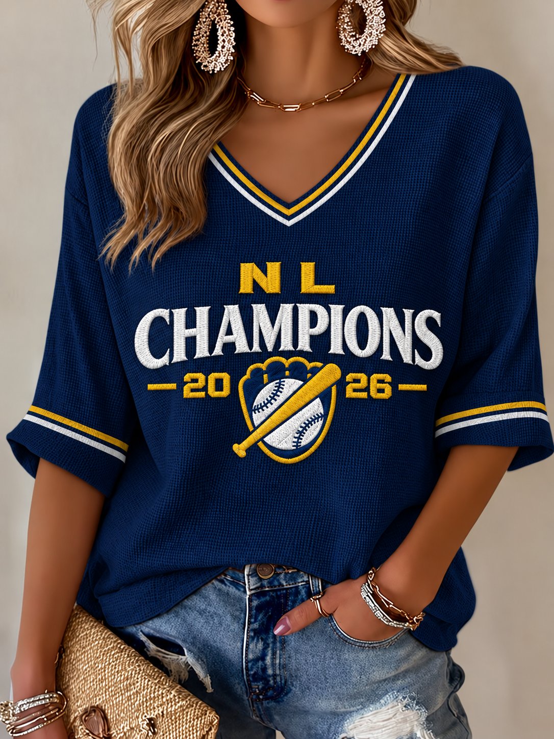 Women's Baseball Print T-Shirt