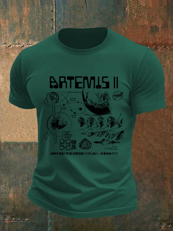 Men's  Lunar Landing Character Print T-Shirt