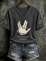 Women's Live Long And Prosper Print Casual T-shirt