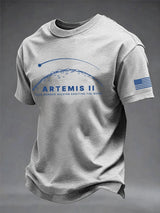 Men's 2026 Manned Mission Orbiting The Moon Print Round Neck T-shirt