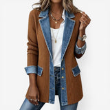 Clearance Sale 🔥 Elegant Patchwork-Style Denim & Knit Cardigan