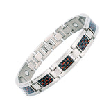 Titanium steel magnetic healing stone carbon fiber energy bracelet-Steel color