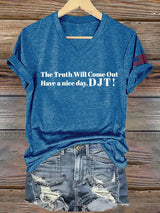 🔥Buy 3 Get 15% Off🔥Women's Have A Nice Day Print V Neck T-shirt
